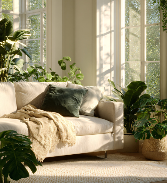 Sofá en salón acogedor